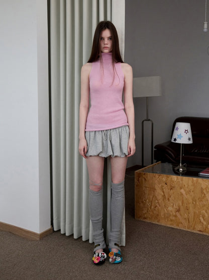 Solid Color Mohair Turtle Neck Sleeveless Knitted Vest【s0000014251】