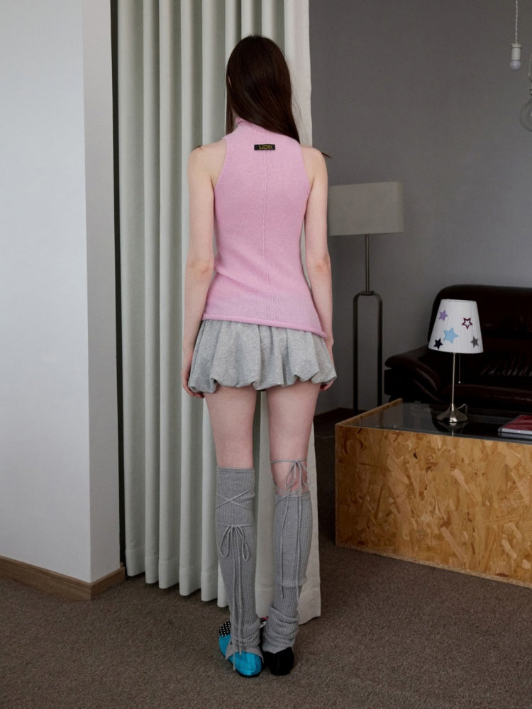 Solid Color Mohair Turtle Neck Sleeveless Knitted Vest【s0000014251】