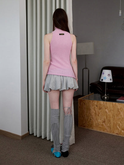 Solid Color Mohair Turtle Neck Sleeveless Knitted Vest【s0000014251】