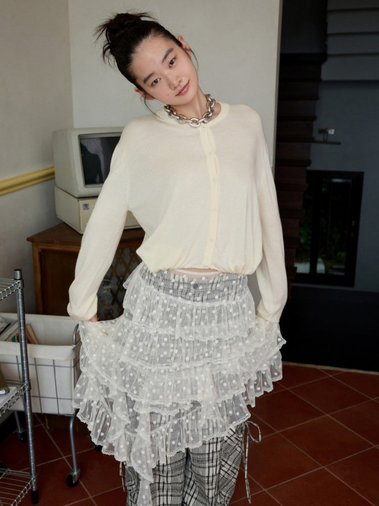 Henry Collar Bud Long Sleeve Wool Knitted Cardigan【s0000014252】