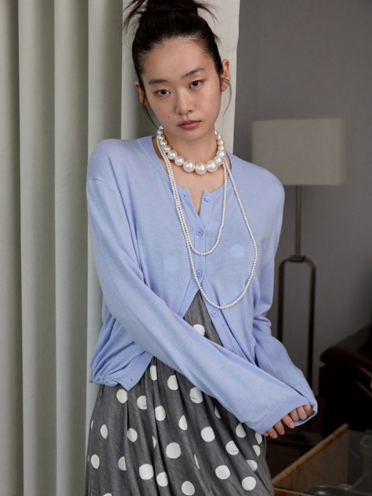 Henry Collar Bud Long Sleeve Wool Knitted Cardigan【s0000014252】