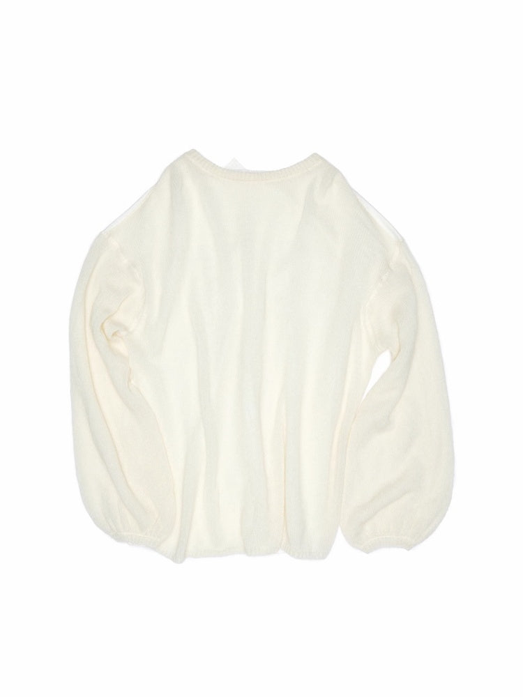 Lazy Mohair Striped Patchwork Dropped Shoulder Long Sleeve Knit Shirt 【s0000014253】