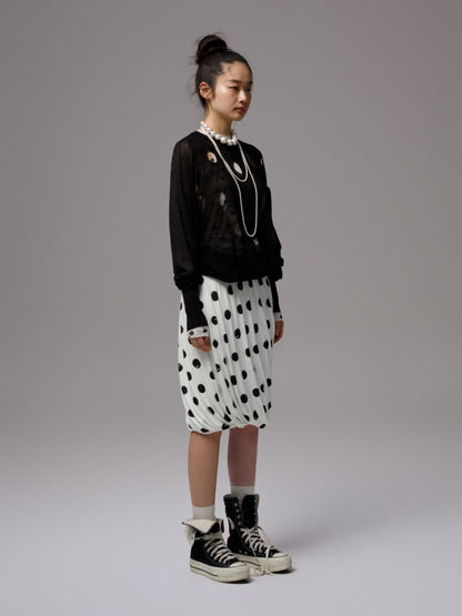 Polka Dot Cut-Out Bat Sleeve Bud Knitted Blouse【s0000014254】