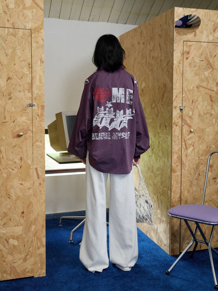 American Monogram Print V-Neck Check Loose Casual Sports Long Sleeve Jersey【s0000014257】