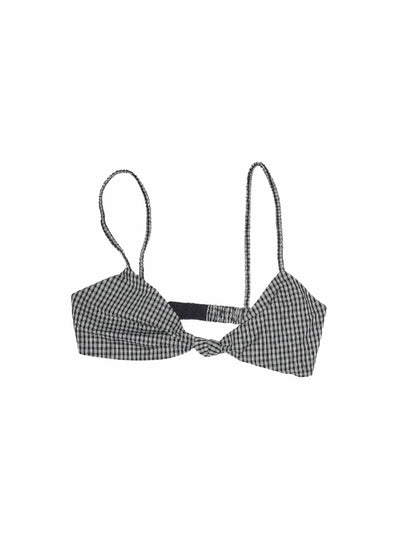 Vintage Contrast Check Button Corset Asymmetrical Double Cross No Wire Lingerie【s0000014258】