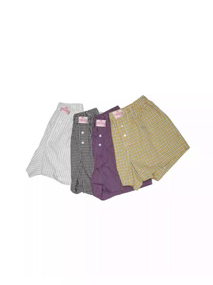 Vintage Check Striped Loose Home Casual & Versatile Pajama Shorts Pants【s0000014259】