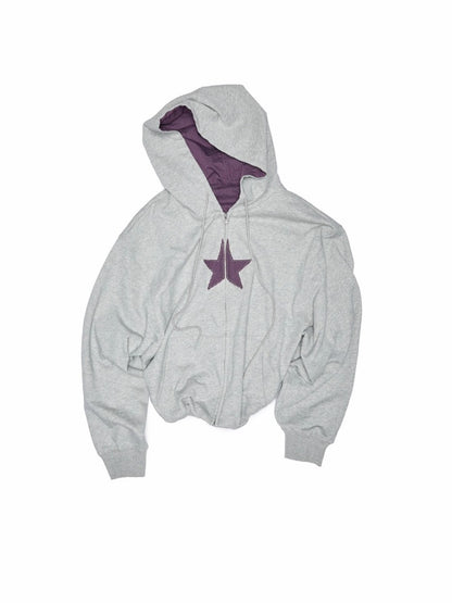 Five-Pointed Star Plaid Patchwork Flower Bud American Drawstring Casual Loose Hooded Sweatshirt【s0000014262】