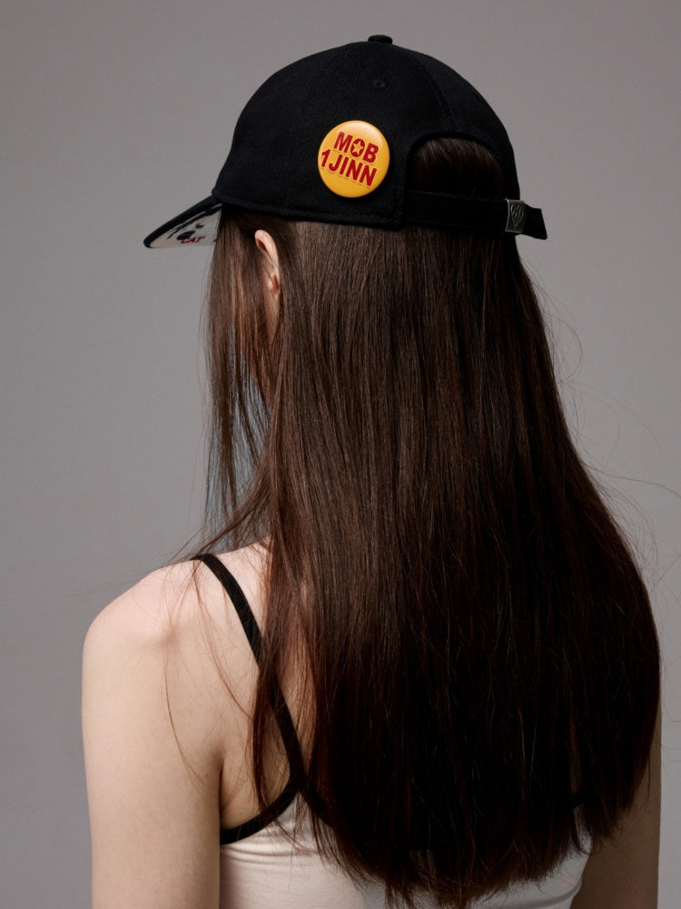 Badge Black & White Polka Dot Animal Print Baseball Cap【s0000014263】