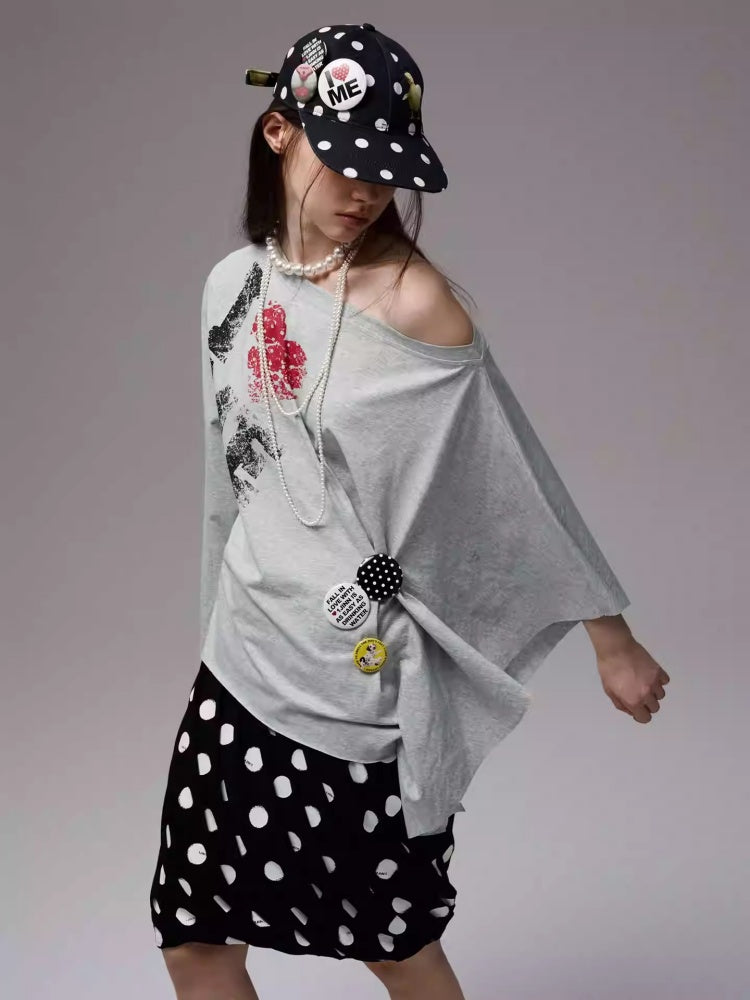 Badge Black & White Polka Dot Animal Print Baseball Cap【s0000014263】