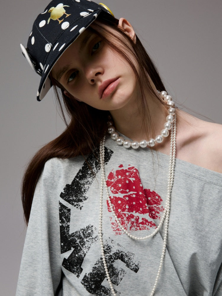 Badge Black & White Polka Dot Animal Print Baseball Cap【s0000014263】