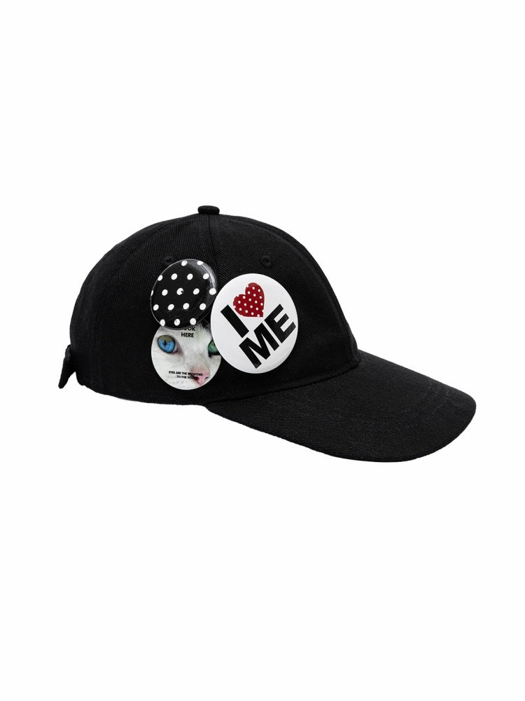 Badge Black & White Polka Dot Animal Print Baseball Cap【s0000014263】