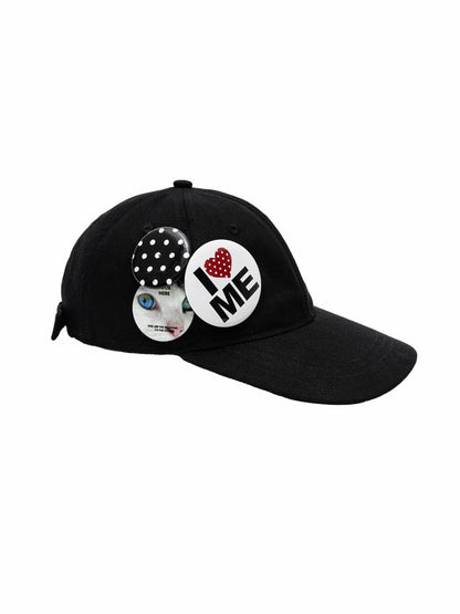 Badge Black & White Polka Dot Animal Print Baseball Cap【s0000014263】