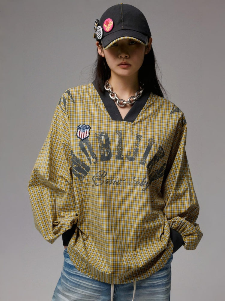 Personality Badge Contrast Check Patchwork Peaked Raw Edge Design Baseball Cap【s0000014264】