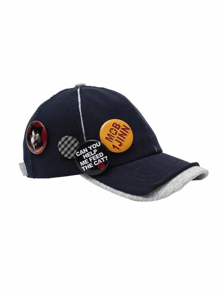 Personality Badge Contrast Check Patchwork Peaked Raw Edge Design Baseball Cap【s0000014264】