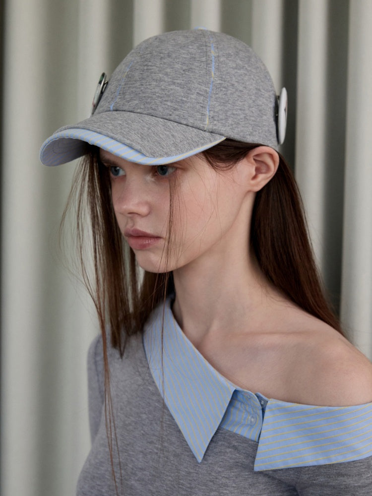 Personality Badge Contrast Check Patchwork Peaked Raw Edge Design Baseball Cap【s0000014264】