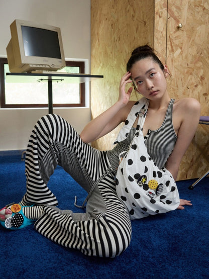 Polka Dot Pleated Drawstring Beaded Dumpling Casual Versatile One-Shoulder Crossbody Bag【s0000014265】