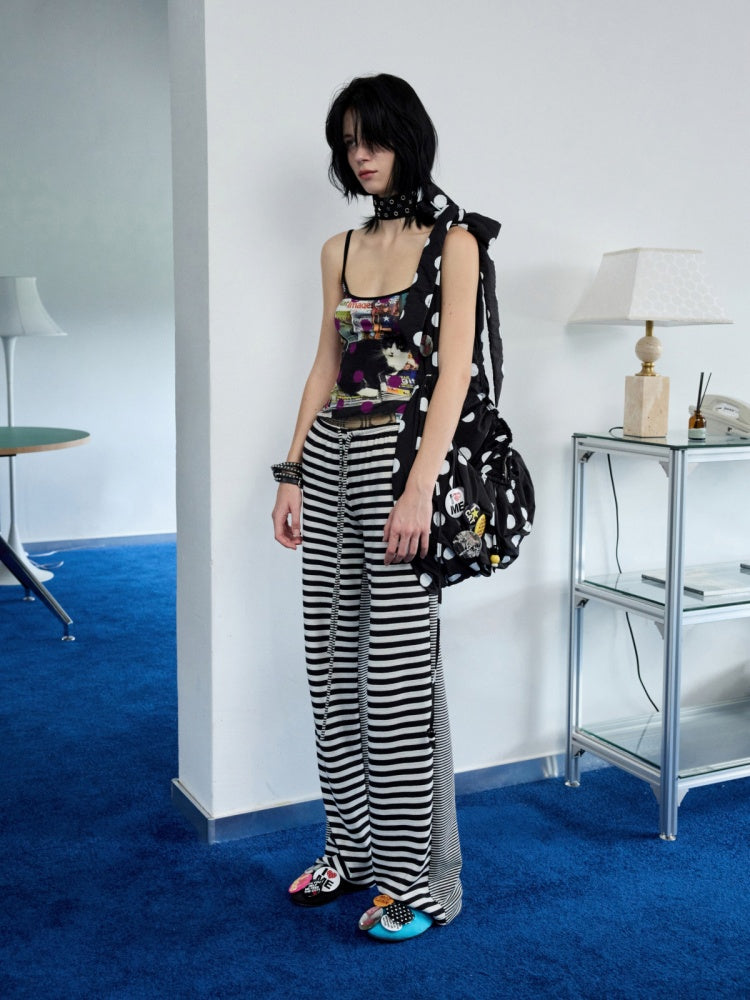 Polka Dot Pleated Drawstring Beaded Dumpling Casual Versatile One-Shoulder Crossbody Bag【s0000014265】