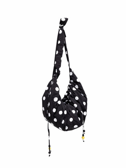 Polka Dot Pleated Drawstring Beaded Dumpling Casual Versatile One-Shoulder Crossbody Bag【s0000014265】