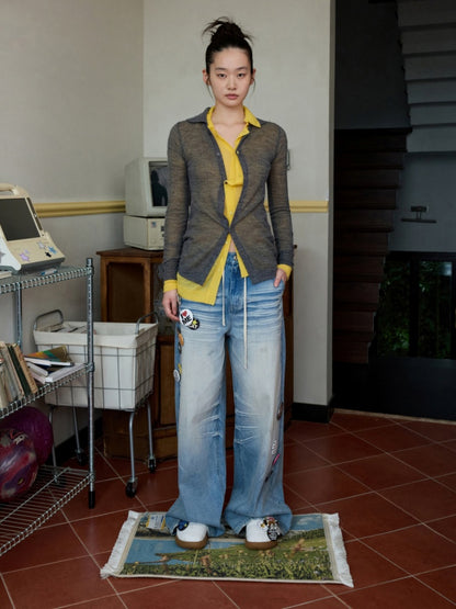 Mohair Ultra-Thin Basic Solid Color Knitted Slightly Transparent Lazy Slim Cardigan【s0000014266】