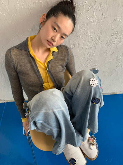Mohair Ultra-Thin Basic Solid Color Knitted Slightly Transparent Lazy Slim Cardigan【s0000014266】