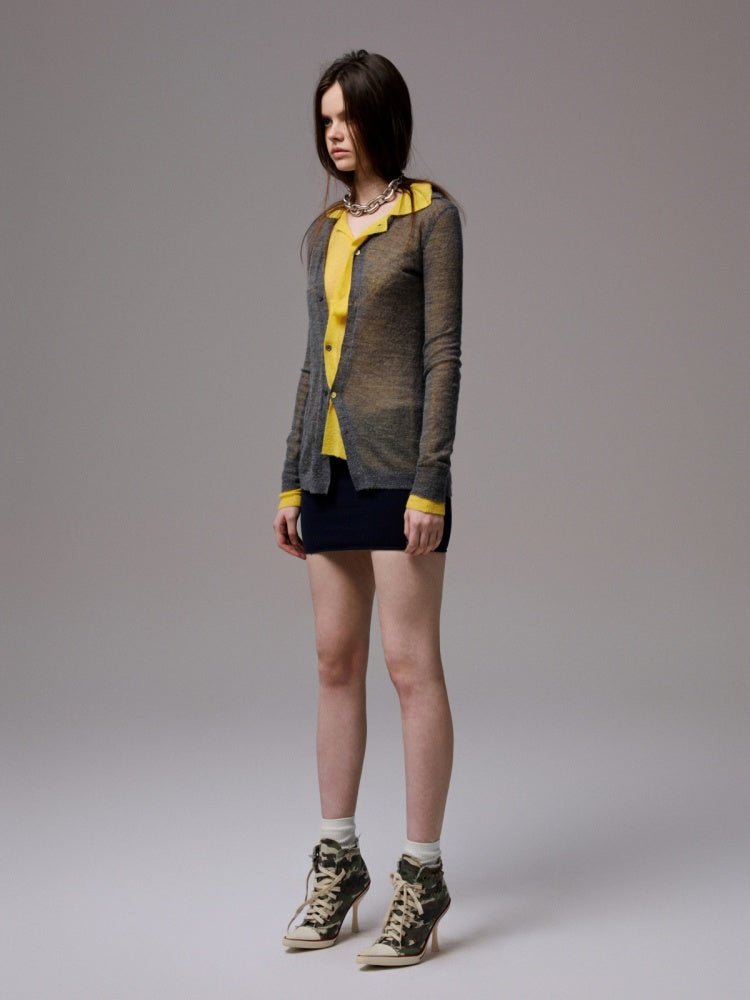 Mohair Ultra-Thin Basic Solid Color Knitted Slightly Transparent Lazy Slim Cardigan【s0000014266】