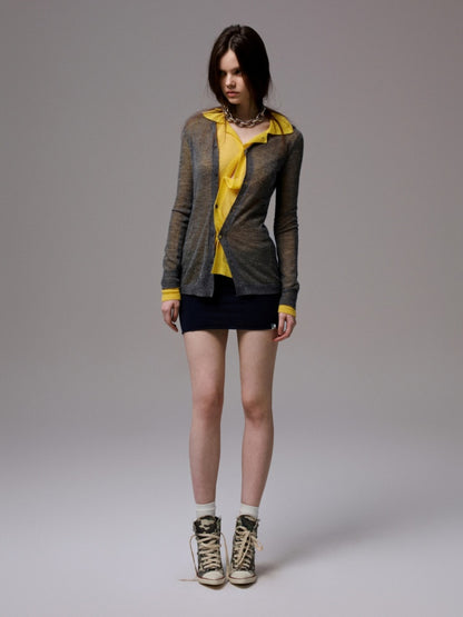 Mohair Ultra-Thin Basic Solid Color Knitted Slightly Transparent Lazy Slim Cardigan【s0000014266】