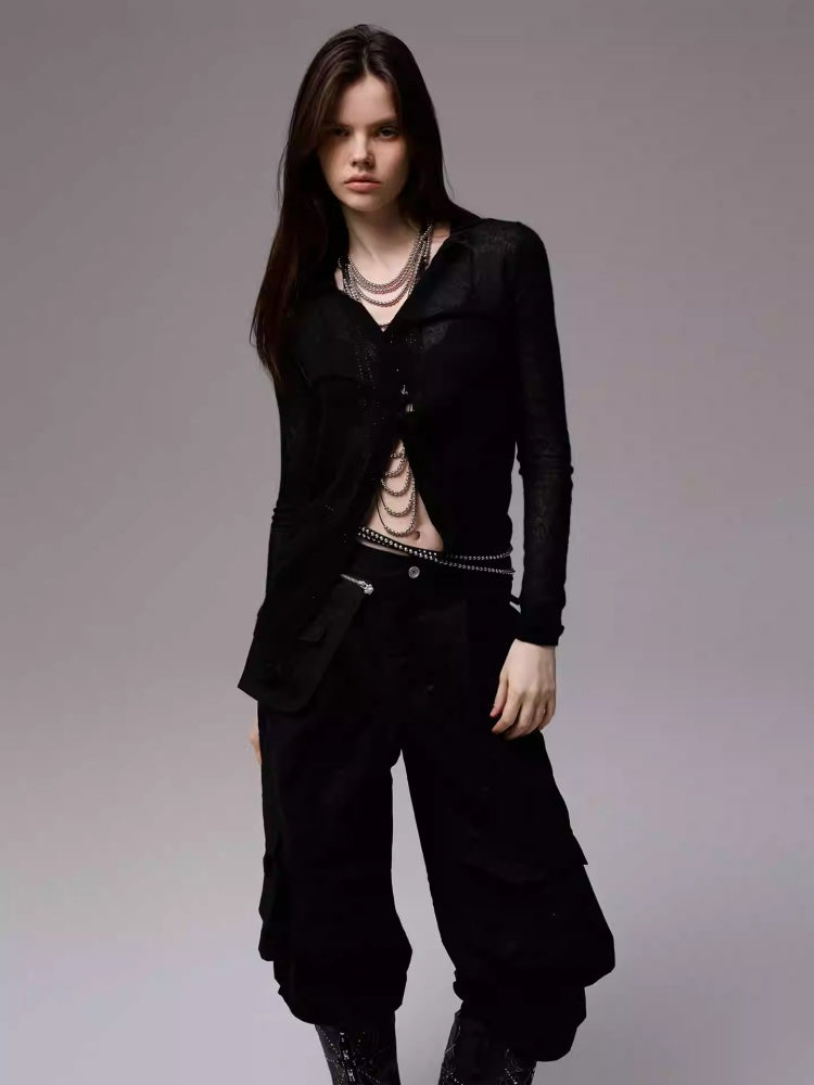 Mohair Ultra-Thin Basic Solid Color Knitted Slightly Transparent Lazy Slim Cardigan【s0000014266】