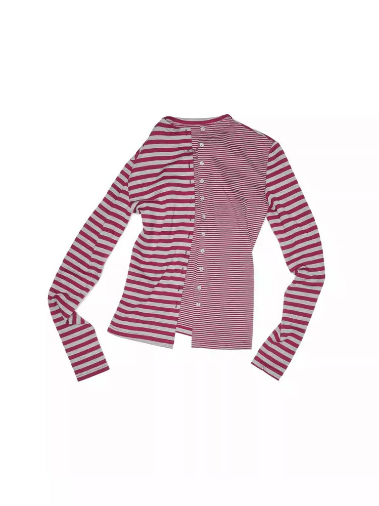 Double-Sided Striped Patchwork I-Line Vest Long Sleeve Knitted Cardigan Straight Trouser Set【s0000014267】