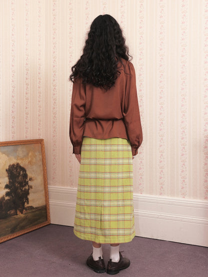 "Brown Wind Old Dream" Shoulder-Fitting Long-Sleeved Pleated Shirt【s0000014269】