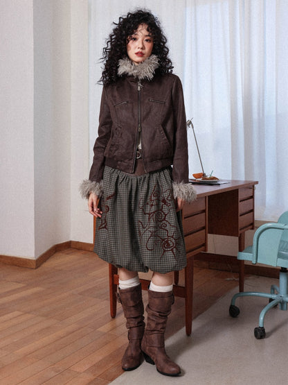 "Wild Gentleman" Casual Detachable Collar Distressed Leather Cropped Jacket【s0000014270】