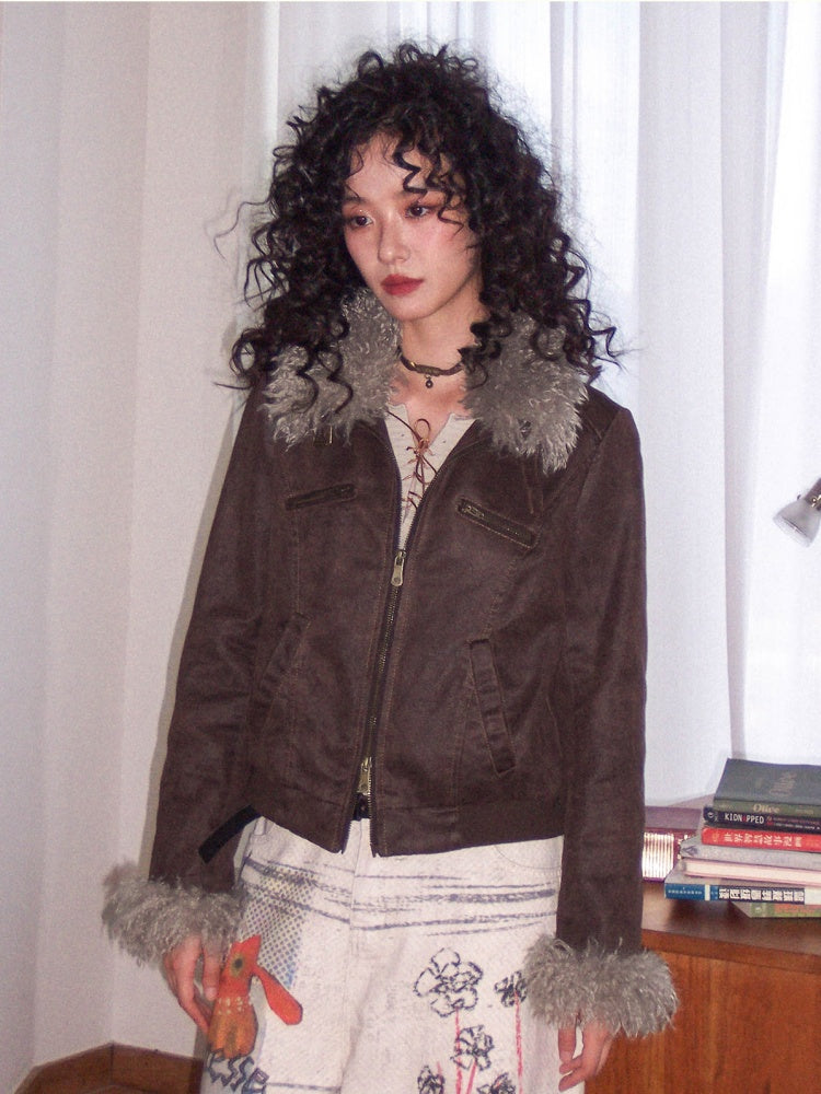 "Wild Gentleman" Casual Detachable Collar Distressed Leather Cropped Jacket【s0000014270】