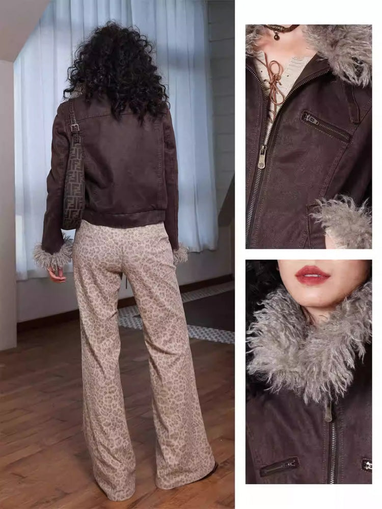 "Wild Gentleman" Casual Detachable Collar Distressed Leather Cropped Jacket【s0000014270】