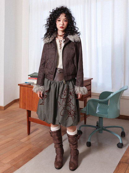 "Wild Gentleman" Casual Detachable Collar Distressed Leather Cropped Jacket【s0000014270】