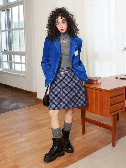 "Overture To The Night" Wool Tweed Plaid High-Waisted Hip A-Line Skirt【s0000014271】