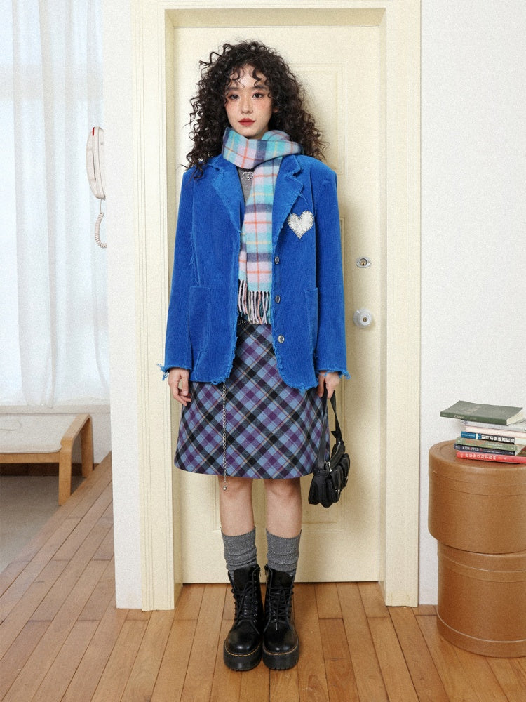 "Overture To The Night" Wool Tweed Plaid High-Waisted Hip A-Line Skirt【s0000014271】