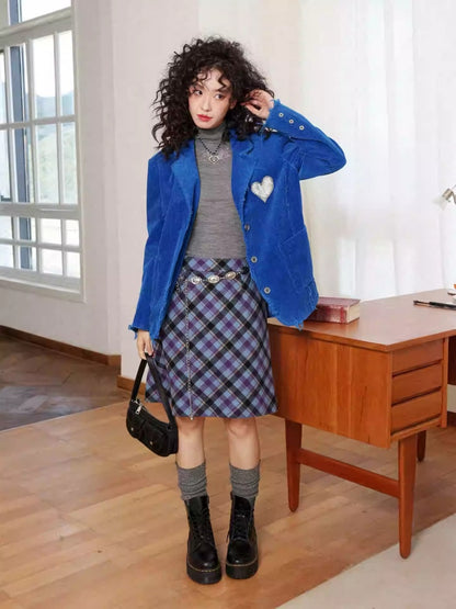 "Overture To The Night" Wool Tweed Plaid High-Waisted Hip A-Line Skirt【s0000014271】