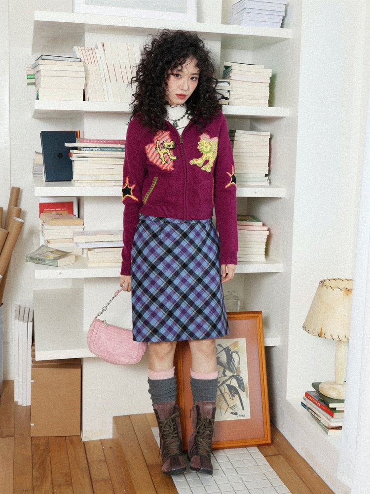"Overture To The Night" Wool Tweed Plaid High-Waisted Hip A-Line Skirt【s0000014271】