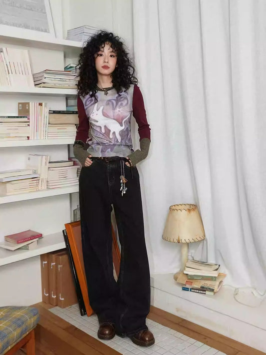 "Retro Ash" Commuter Loose Straight Jeans【s0000014275】