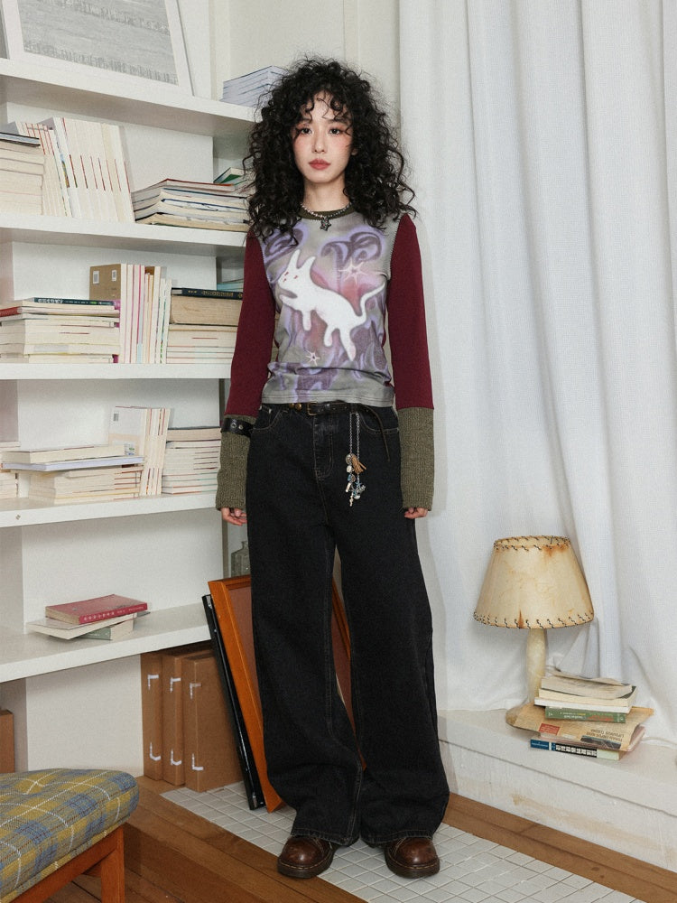 "Retro Ash" Commuter Loose Straight Jeans【s0000014275】