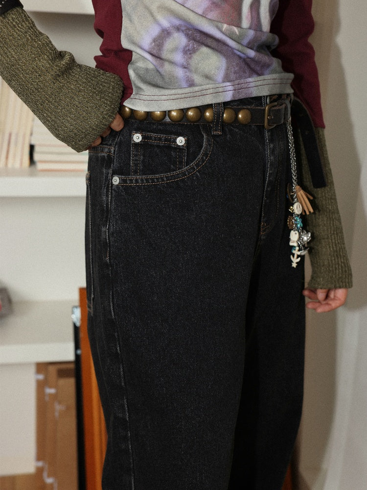 "Retro Ash" Commuter Loose Straight Jeans【s0000014275】