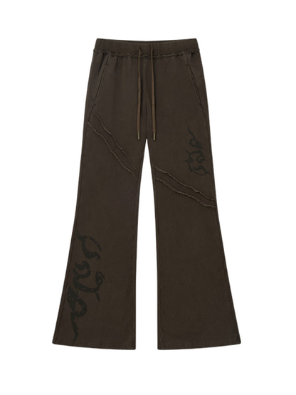"Earth Traces" Retro Elastic Waist Knitted Flared Slacks【s0000014279】