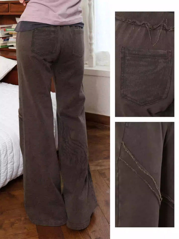 "Earth Traces" Retro Elastic Waist Knitted Flared Slacks【s0000014279】