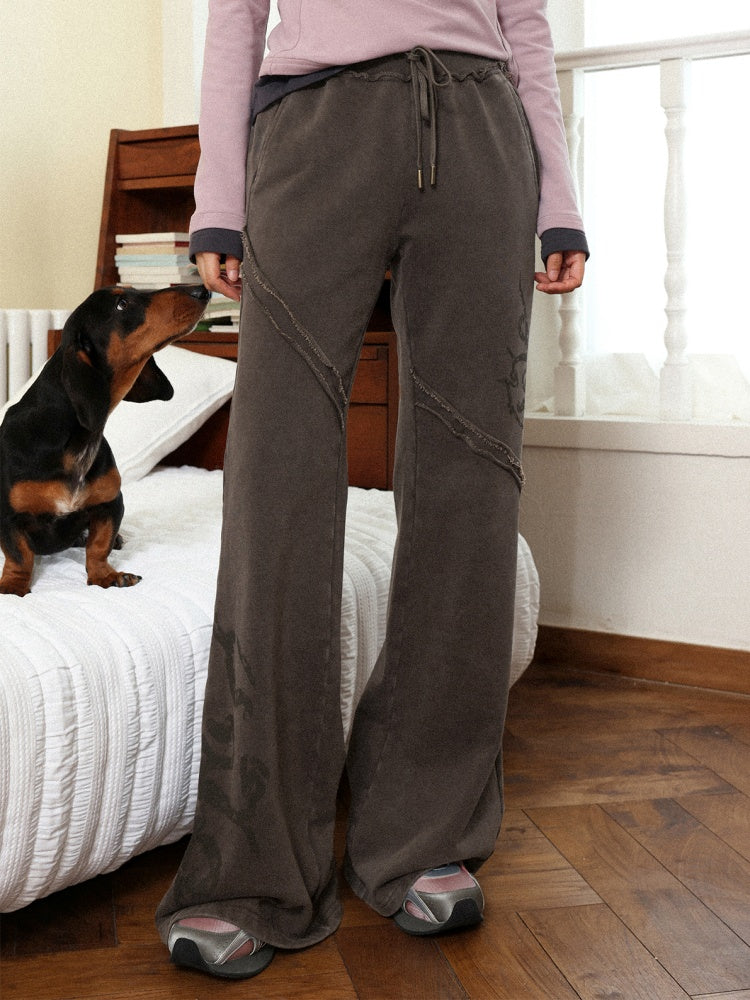 "Earth Traces" Retro Elastic Waist Knitted Flared Slacks【s0000014279】