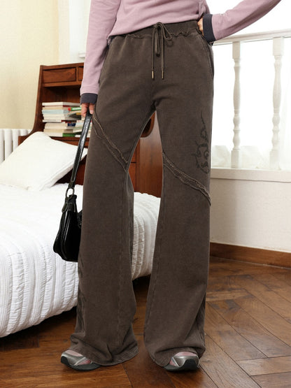 "Earth Traces" Retro Elastic Waist Knitted Flared Slacks【s0000014279】