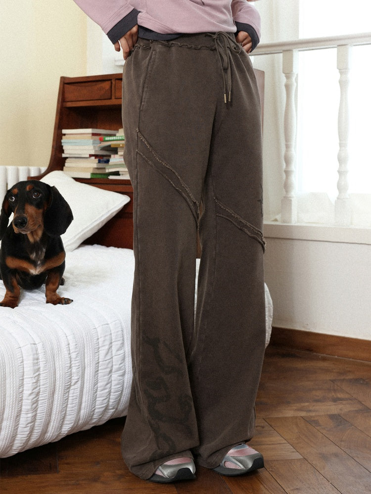 "Earth Traces" Retro Elastic Waist Knitted Flared Slacks【s0000014279】