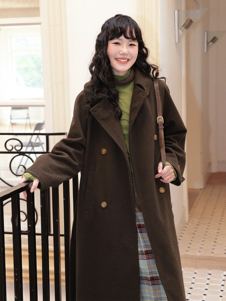 "Retro Roaming" Retro Casual Raglan Sleeve Mid-Length Wool Coat【s0000014282】