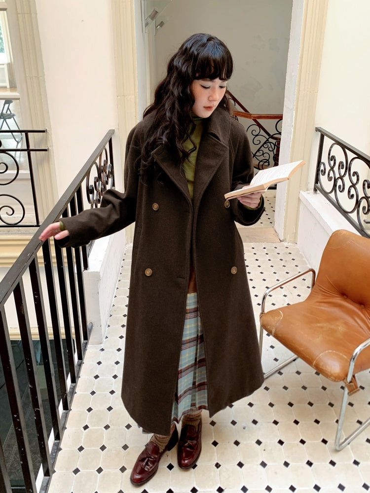"Retro Roaming" Retro Casual Raglan Sleeve Mid-Length Wool Coat【s0000014282】