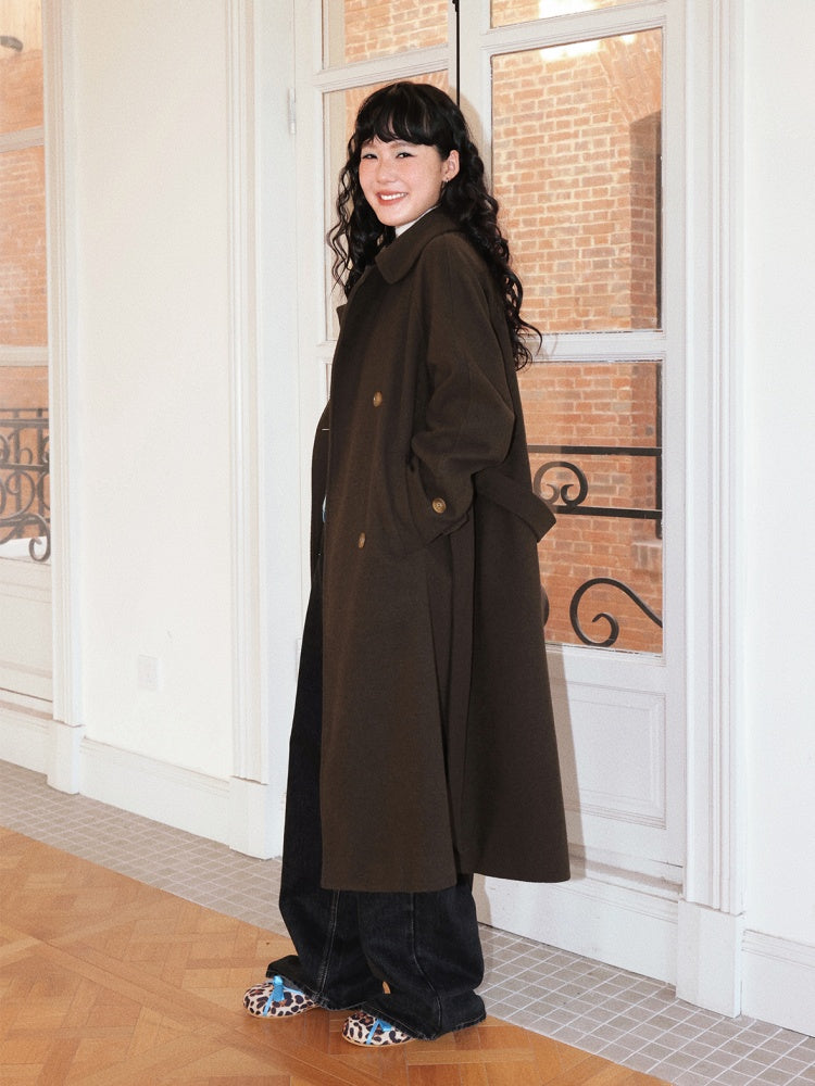 "Retro Roaming" Retro Casual Raglan Sleeve Mid-Length Wool Coat【s0000014282】