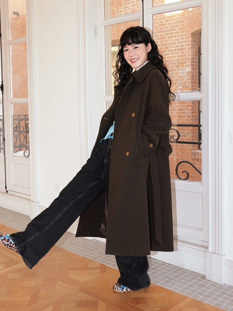 "Retro Roaming" Retro Casual Raglan Sleeve Mid-Length Wool Coat【s0000014282】