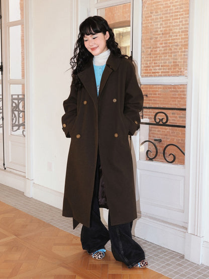 "Retro Roaming" Retro Casual Raglan Sleeve Mid-Length Wool Coat【s0000014282】